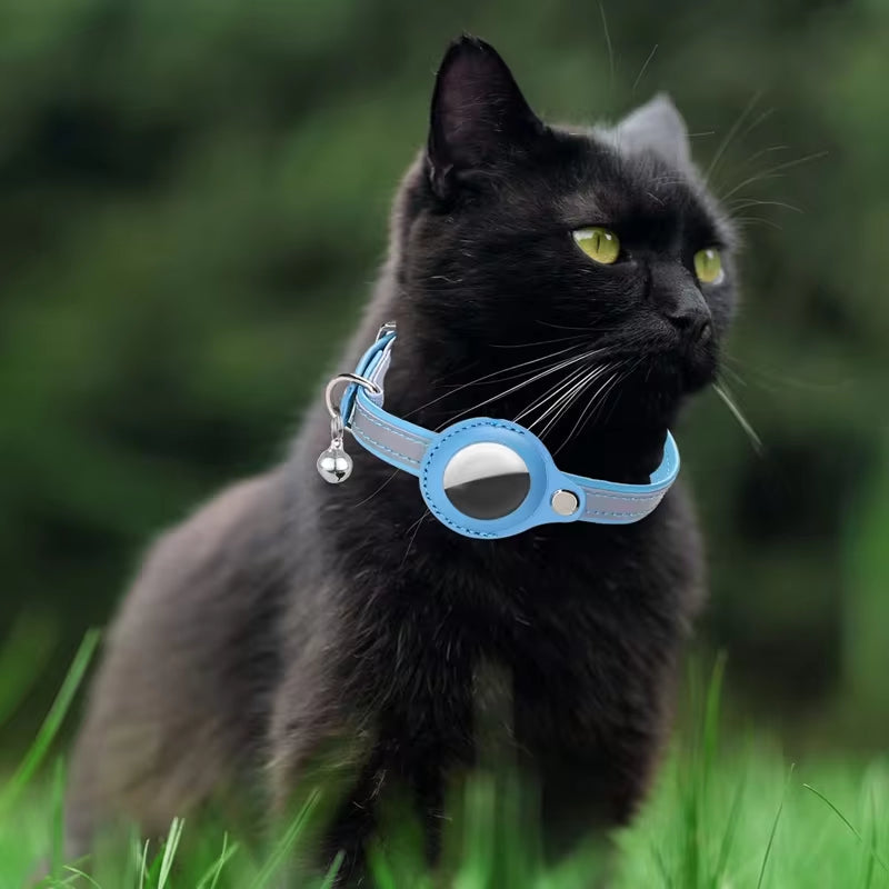 For Air Tag Cat Collar, Cat Collar with Bells, Reflective GPS Cat Collar, Cat Tracker Collar Adjustable Cat Collar