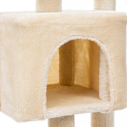 29" Cat Tree Tower for Indoor Cats Cat Condo with Sisal Scratching Posts, Plush Perch, Cat Bed Furniture, Beige