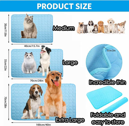 Dog Cooling Mat, Pet Cooling Mat for Dogs No Water or Electricity Needed Dog Cooling Pad for Kennels, Crates, Cars, Indoor & Outdoor Ice Silk Cooling Dog Mat for Extra Large Dogs Puppy Cats Animal