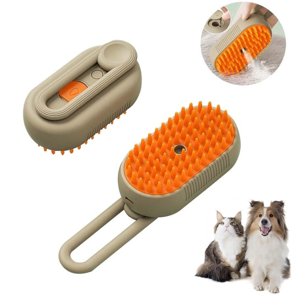 Cat Steam Brush, 3 in 1 Self Cleaning Cat Steamy Pet Brush Steamer Brush for Massage for Removing Tangled and Loosse Hair (White)