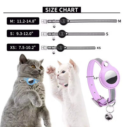 For Air Tag Cat Collar, Cat Collar with Bells, Reflective GPS Cat Collar, Cat Tracker Collar Adjustable Cat Collar